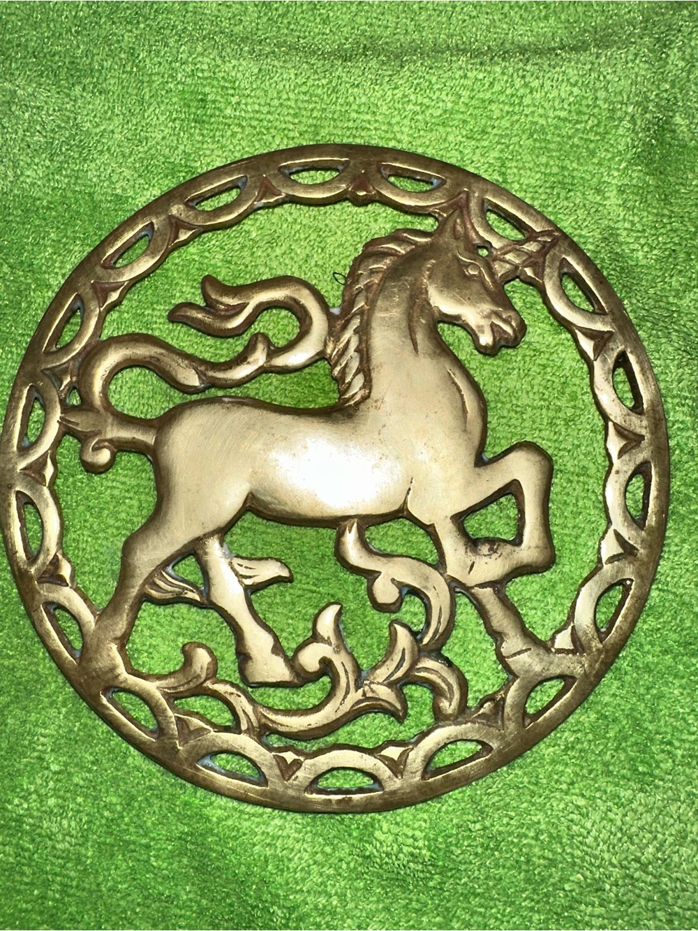 Brass unicorn trivet